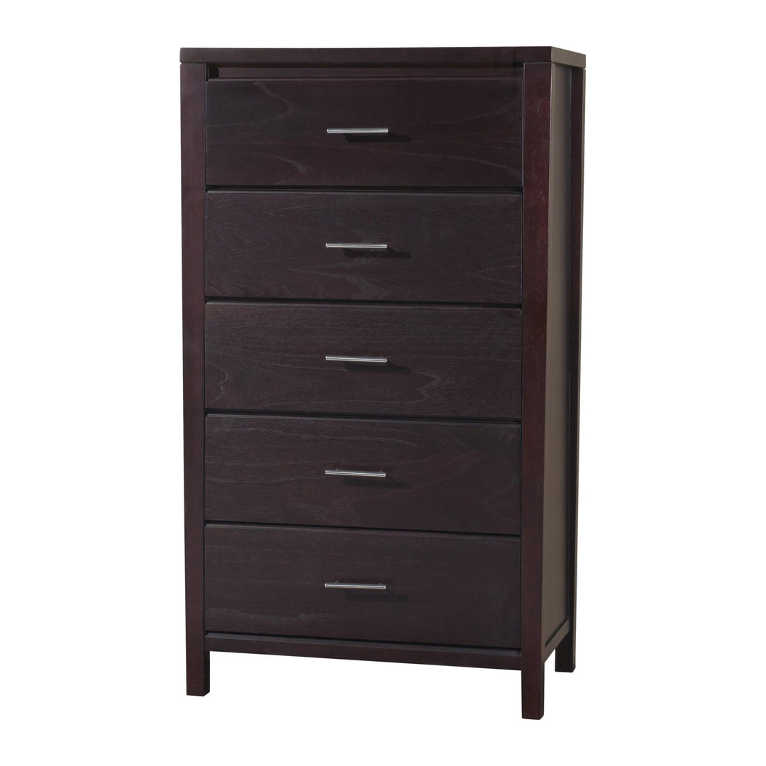 Nevis Five Drawer Chest by Modus in Espresso — on a white background