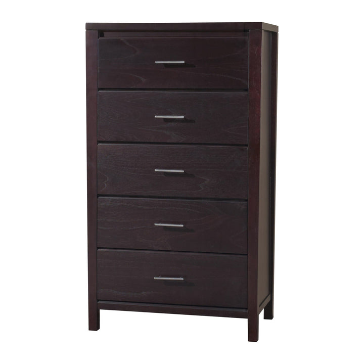 Nevis Five Drawer Chest by Modus in Espresso — on a white background