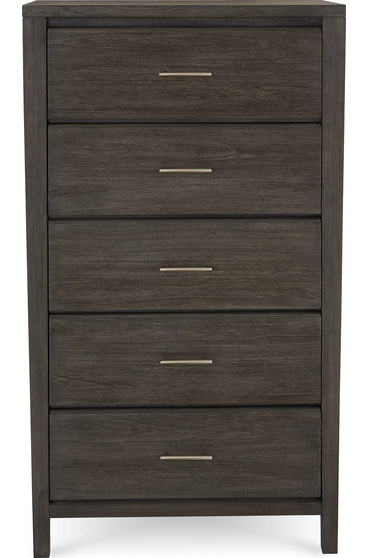 Nevis Five Drawer Chest in Sharkskin — on a white background