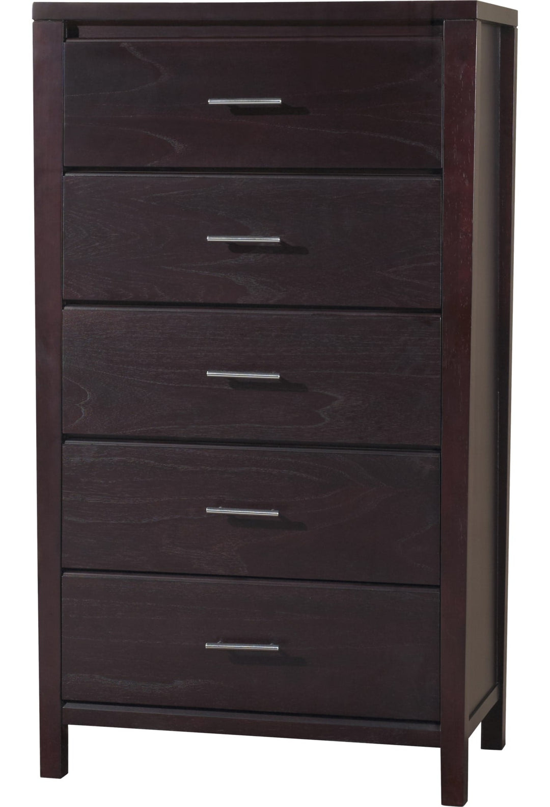 Nevis Five Drawer Chest in Espresso — on a white background