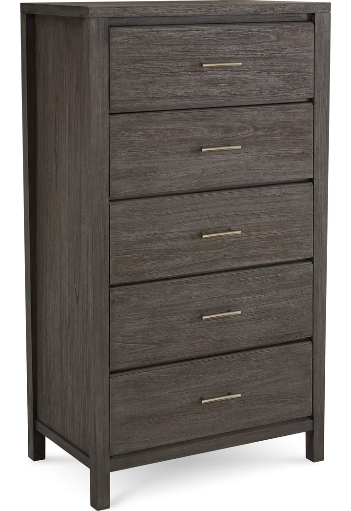 Nevis Five Drawer Chest in Sharkskin — on a white background