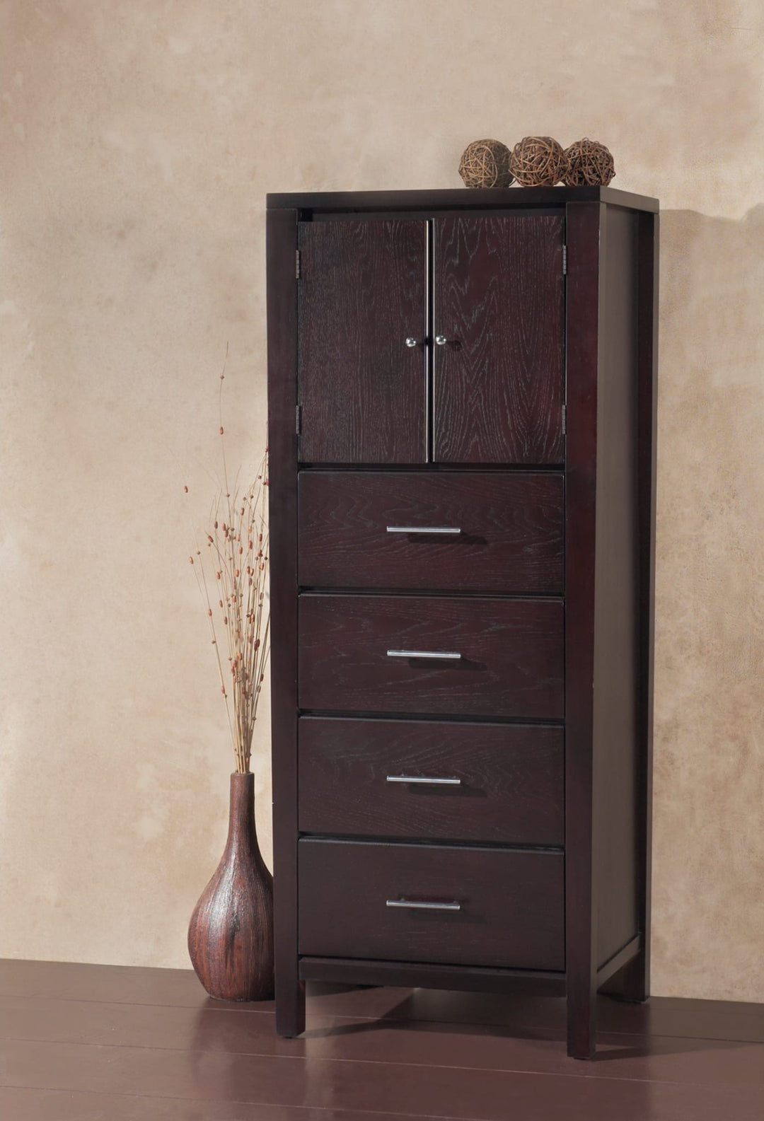 Nevis Lingerie Chest in Espresso — styled in a room
