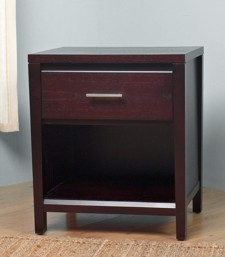 Nevis One Drawer Nightstand by Modus in Espresso — on a white background