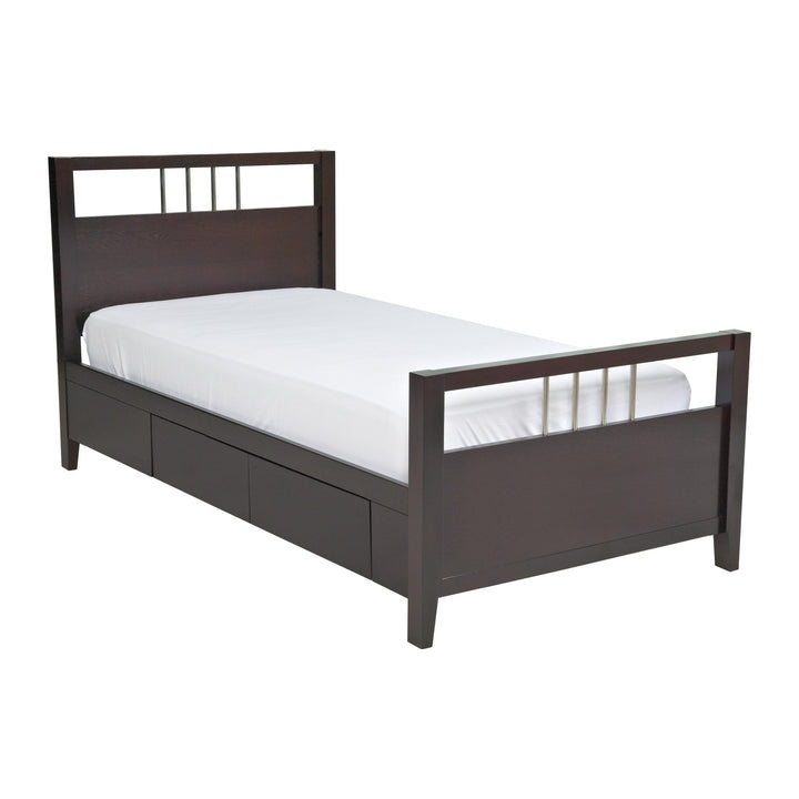 Nevis Platform Storage Bed by Modus in Espresso — white background, angled view
