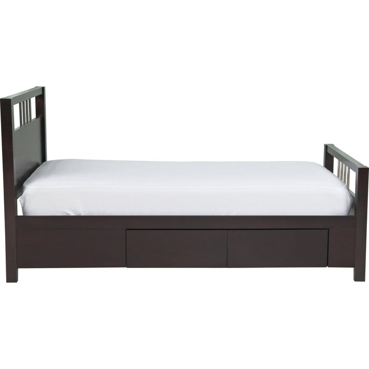 Nevis Platform Storage Bed in Espresso — white background, side profile
