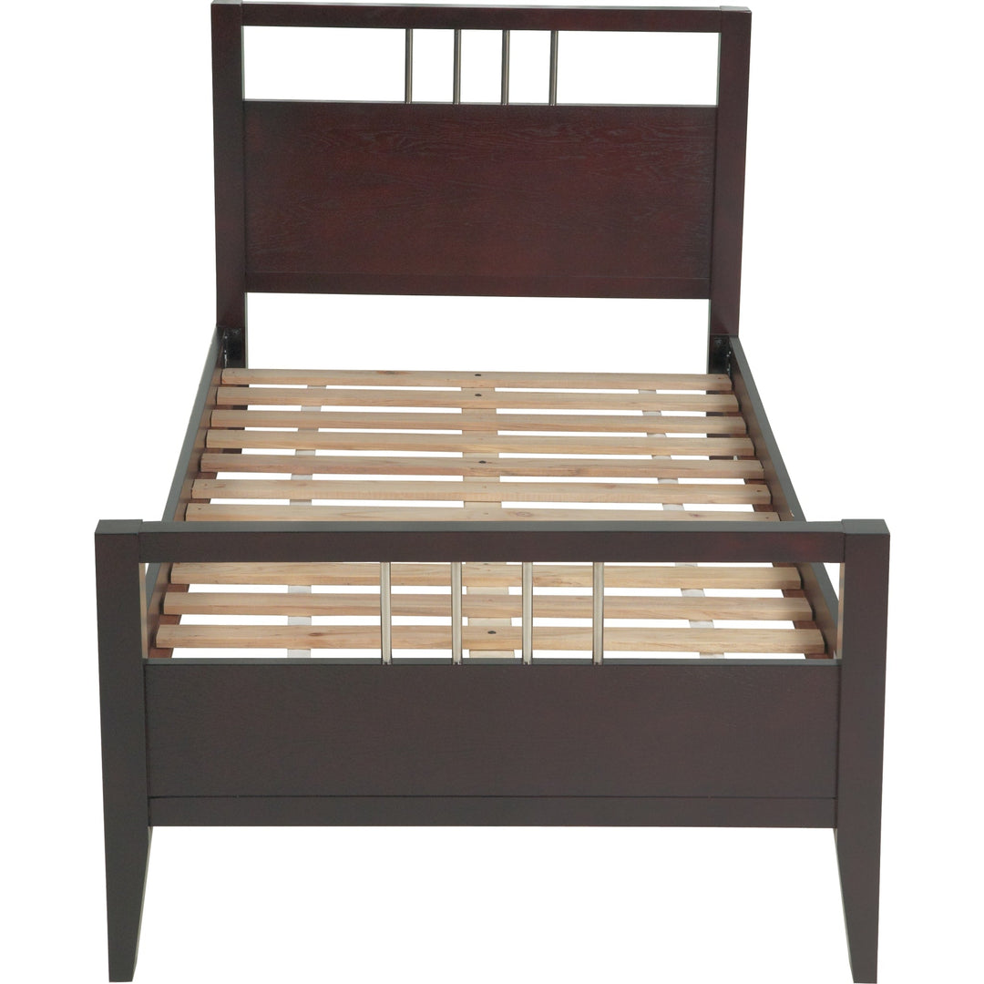 Nevis Wood Platform Bed in Espresso — front view without mattress