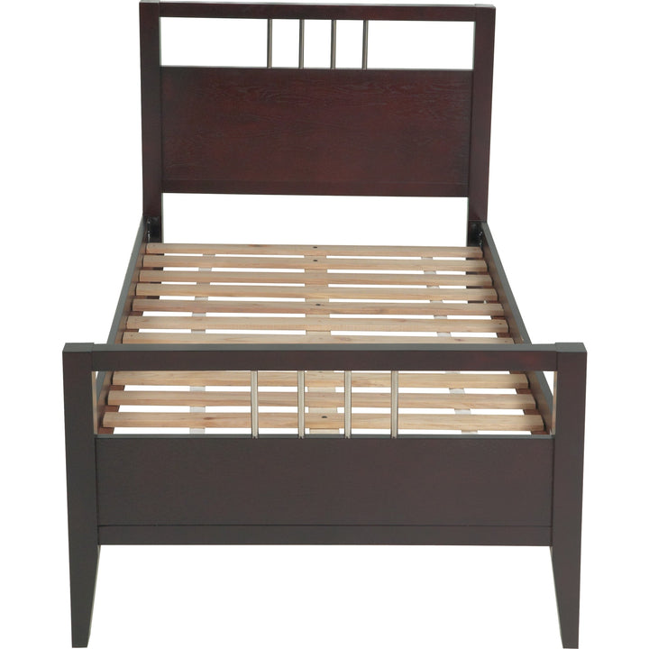 Nevis Wood Platform Bed in Espresso — front view without mattress