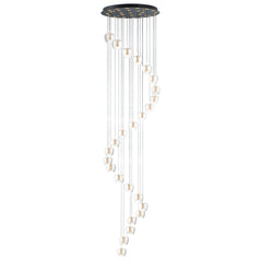Newton 25-Light LED Pendant by ET2 Lighting in Black / Gold, front view
