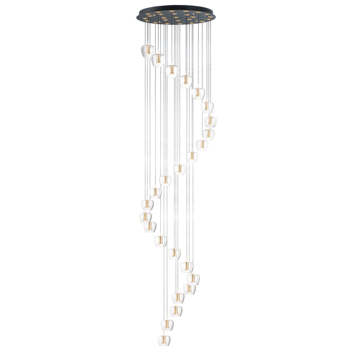 Newton 25-Light LED Pendant by ET2 Lighting in Black / Gold, front view