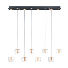 Newton 8-Light LED Pendant by ET2 Lighting in Black / Gold, front view