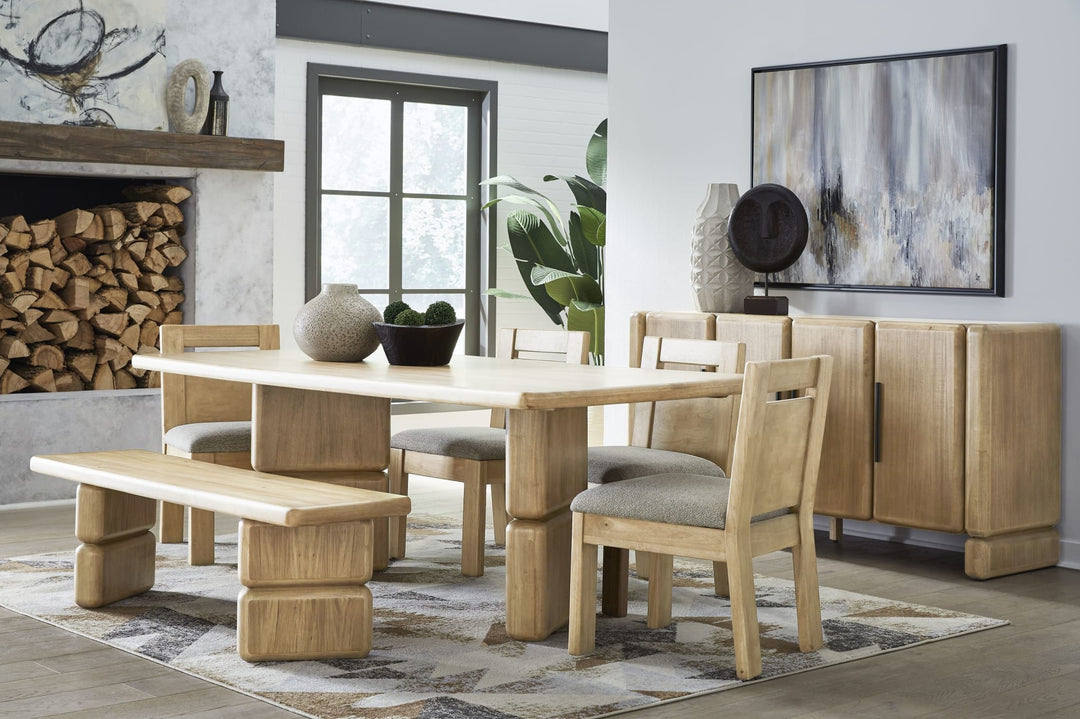 Nia Chenille Upholstered Dining Chair in Lioness and Hyena — lifestyle photo