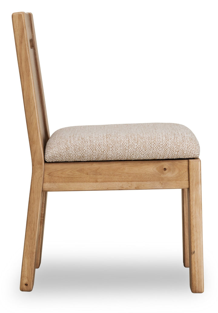 Nia Chenille Upholstered Dining Chair in Lioness and Hyena — product view on a white background