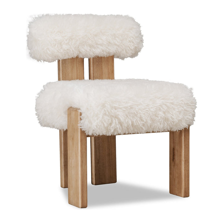 Nia Dining Accent Chair by Modus in Sheepskin and Lioness — product view on a white background