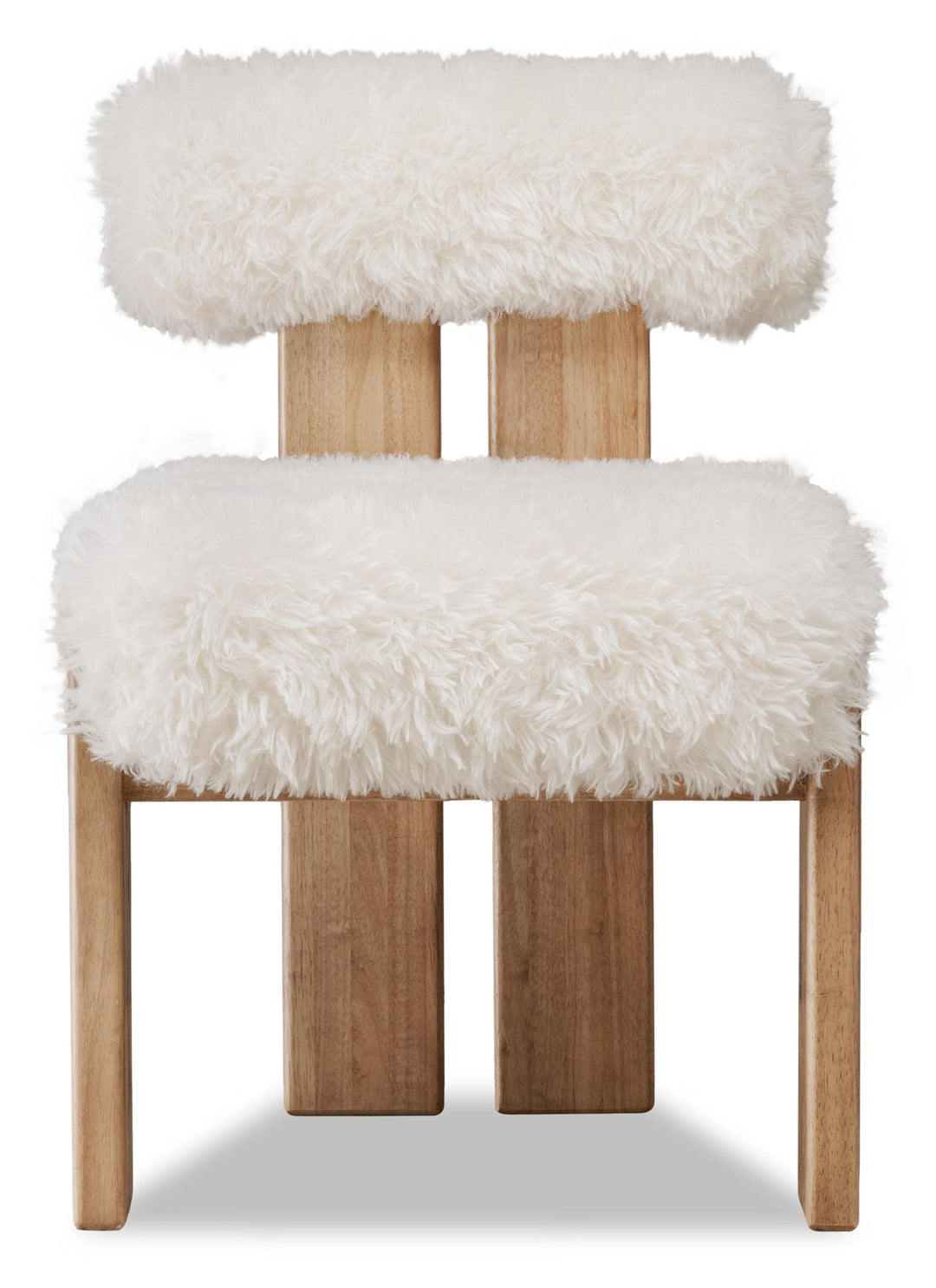 Nia Dining Accent Chair in Sheepskin and Lioness — product view on a white background