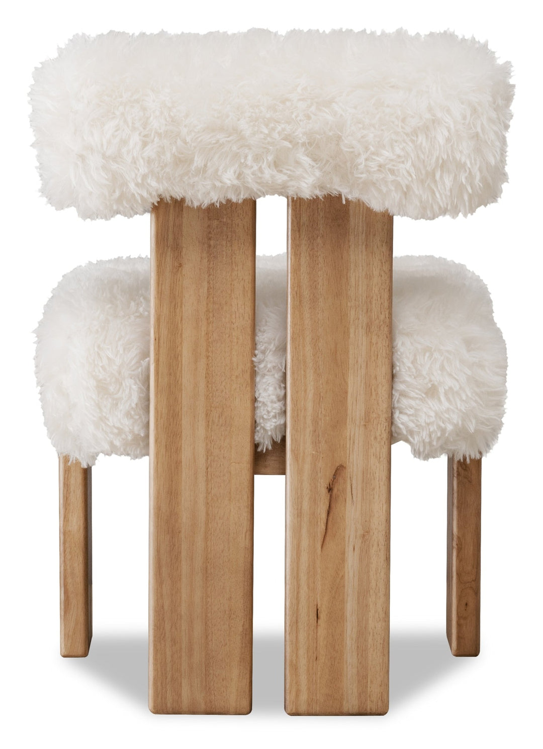 Nia Dining Accent Chair in Sheepskin and Lioness — product view on a white background