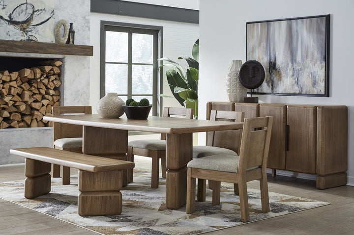 Nia Dining Bench in Lioness — lifestyle photo