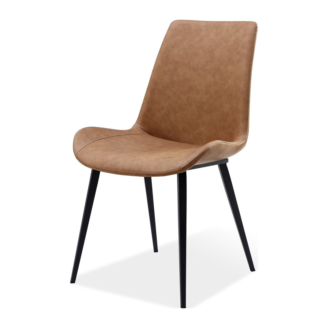 Nicoya Upholstered Dining Chair by Modus in Buckskin Synthetic Leather and Black — product view on a white background