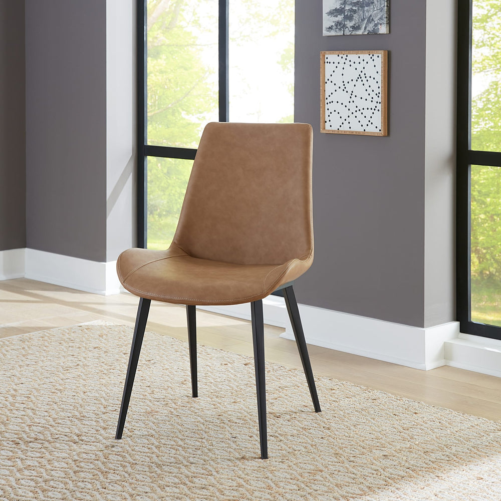 Nicoya Upholstered Dining Chair in Buckskin Synthetic Leather and Black — lifestyle photo