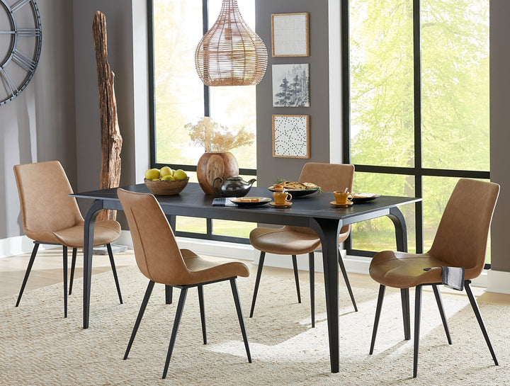Nicoya Upholstered Dining Chair in Buckskin Synthetic Leather and Black — lifestyle photo
