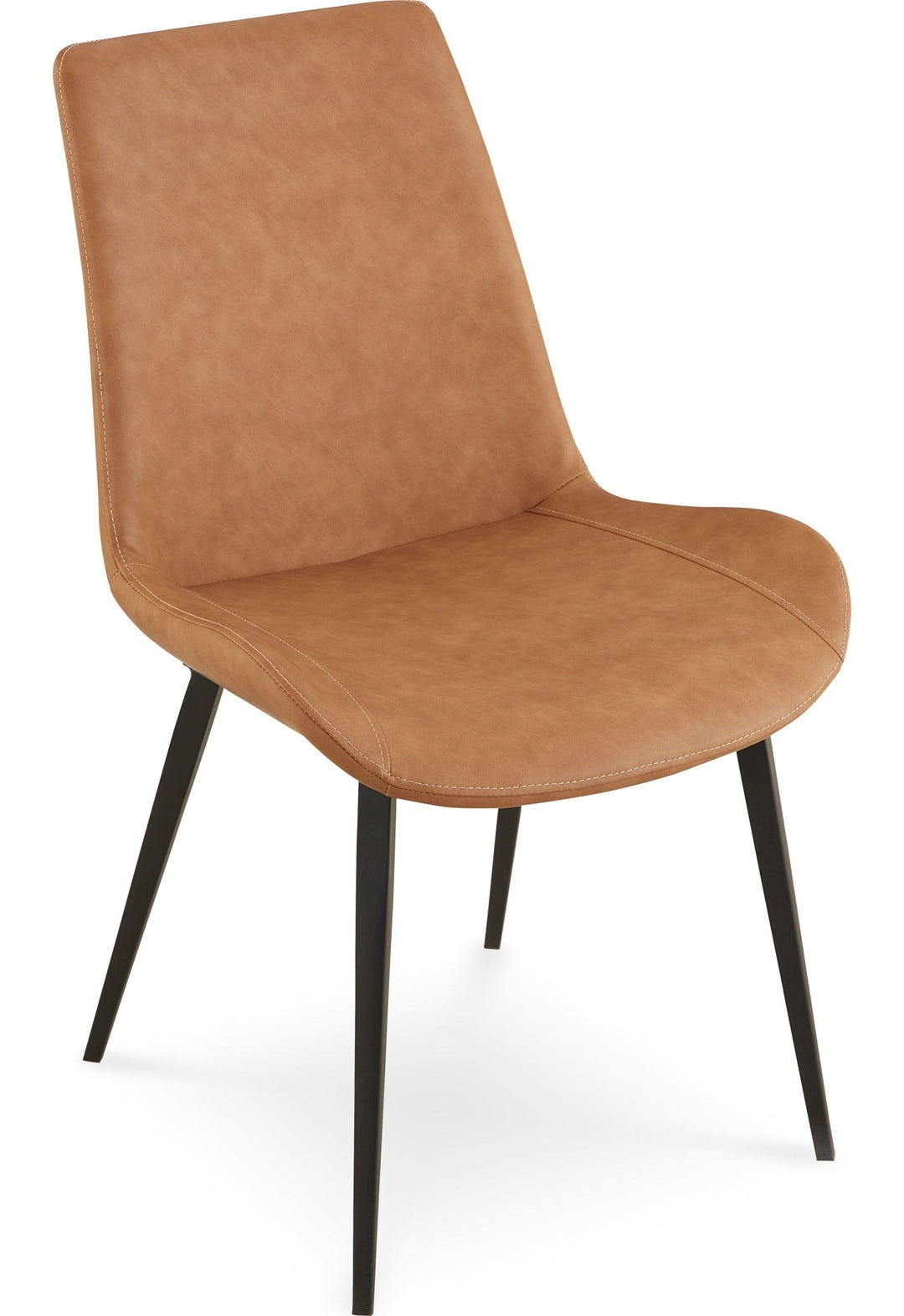Nicoya Upholstered Dining Chair in Buckskin Synthetic Leather and Black — product view on a white background