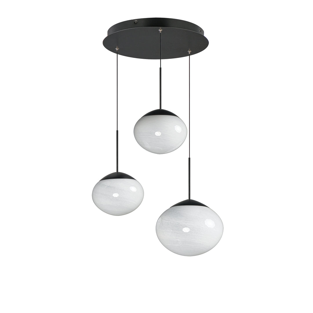 Nimbus LED 3-Light Pendant by ET2 Lighting in Black, front view