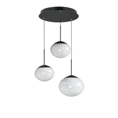 Nimbus LED 3-Light Pendant by ET2 Lighting in Black, front view