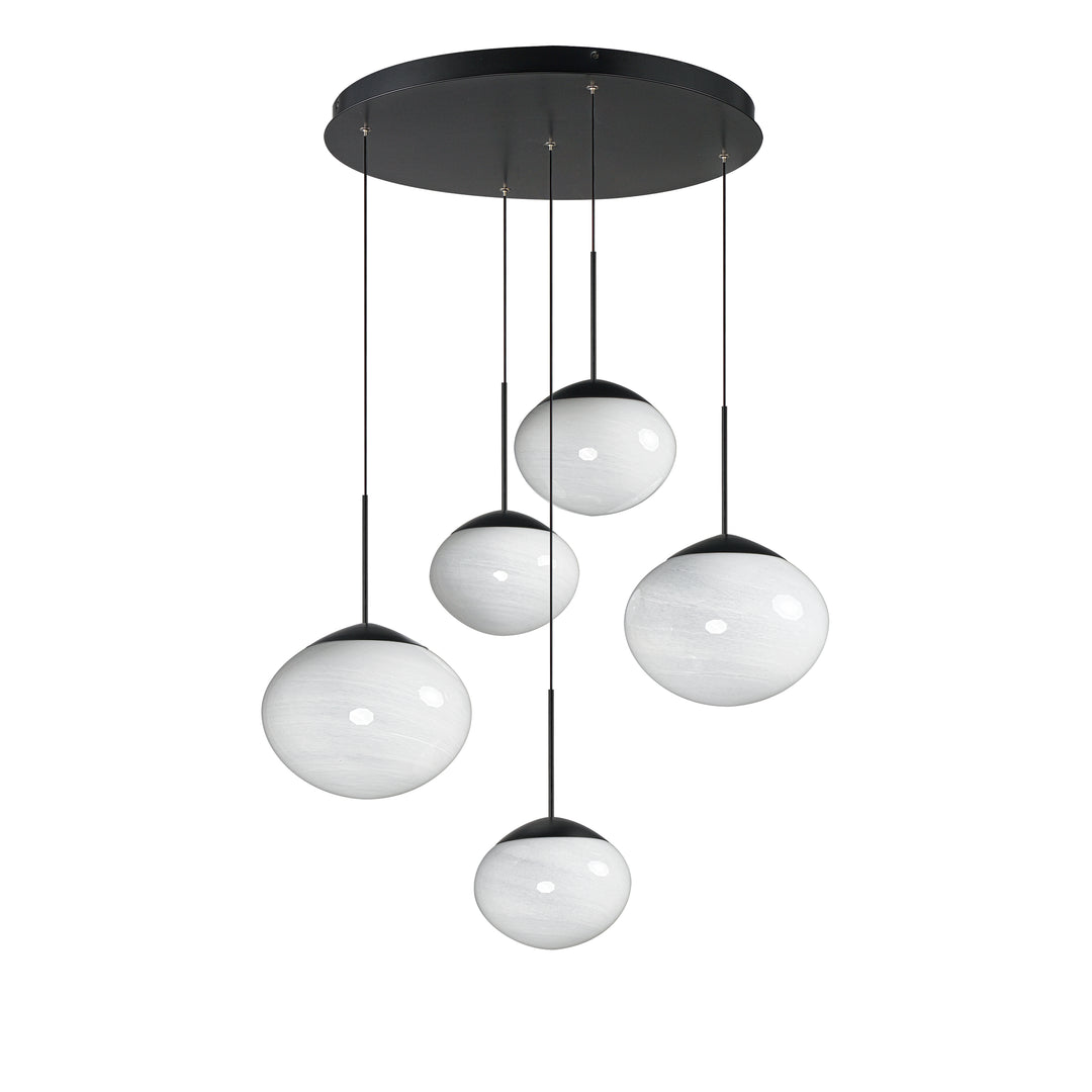Nimbus LED 5-Light Pendant by ET2 Lighting in Black, front view