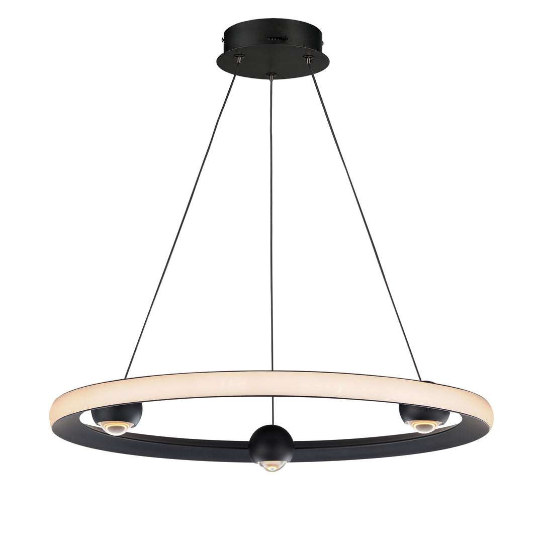 Nodes 24" LED Pendant CCT Select by ET2 Lighting in Black, front view