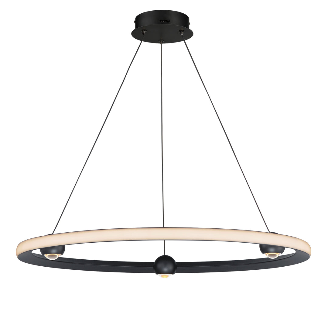 Nodes 32" LED Pendant CCT Select by ET2 Lighting in Black, front view