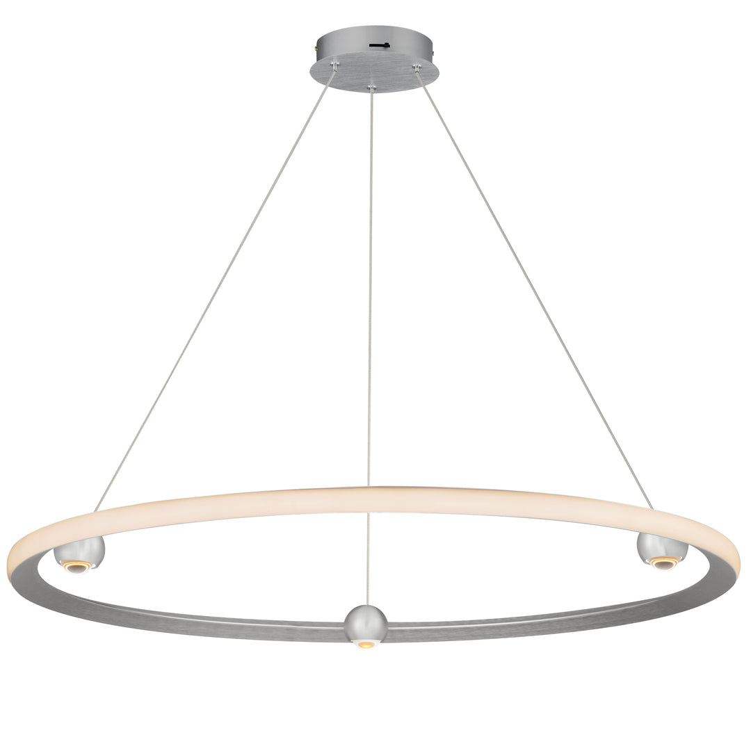 Nodes 40" LED Pendant CCT Select by ET2 Lighting in Brushed Aluminum, front view