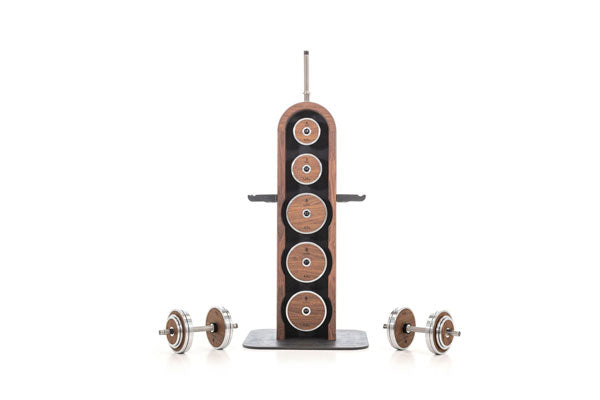 NOHRD WeightPlate Tower with barbells and plates