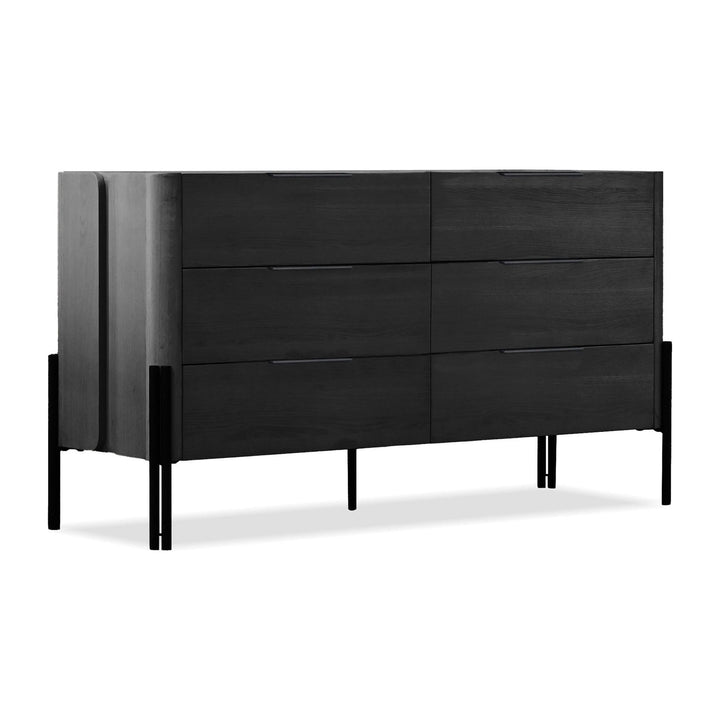 NORI 6 Drawer Dresser in Blackened White Oak Wood Mobital