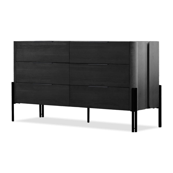 NORI 6 Drawer Dresser in Blackened White Oak Wood Mobital