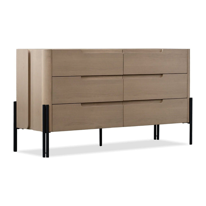 NORI 6 Drawer Dresser in Natural White Oak Wood Mobital