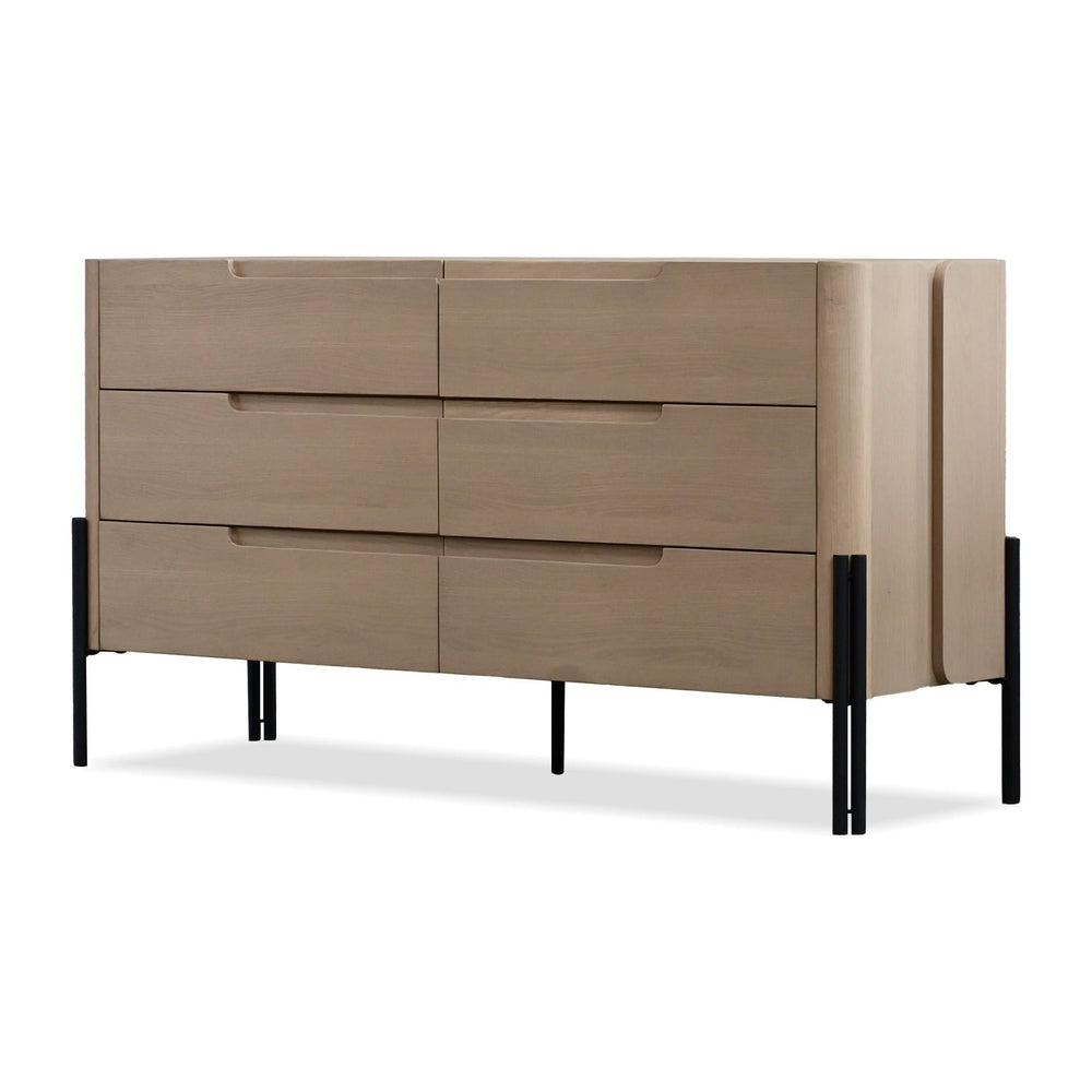 NORI 6 Drawer Dresser in Natural White Oak Wood Mobital