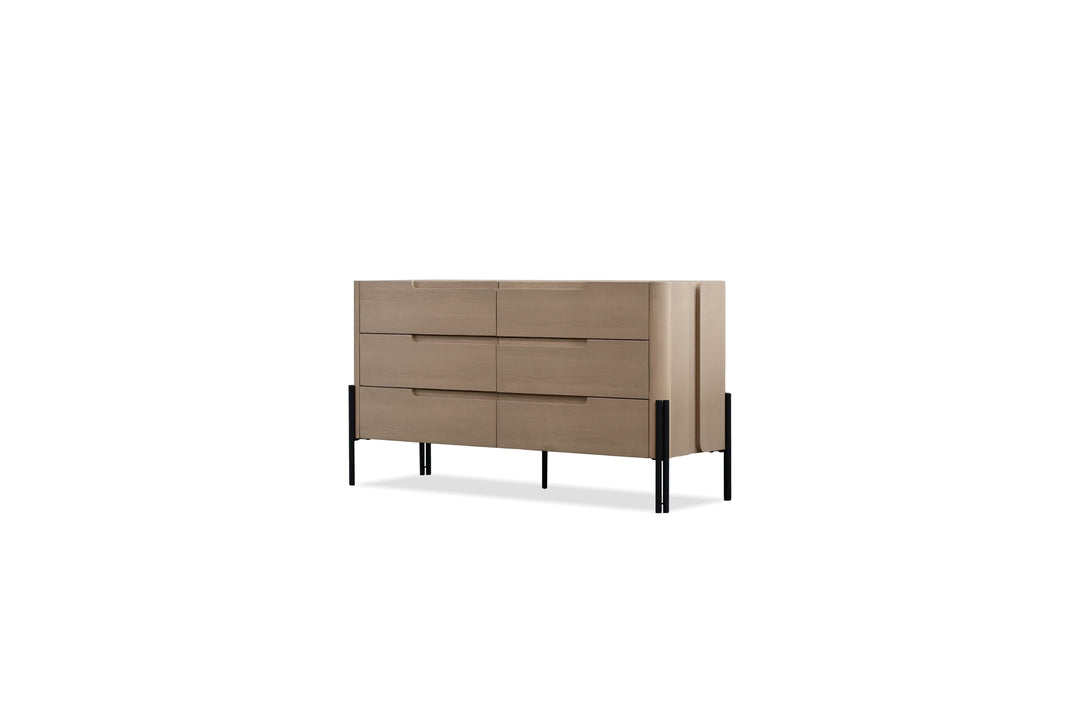 NORI 6 Drawer Dresser in Natural White Oak Wood