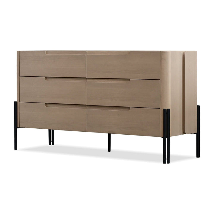 NORI 6 Drawer Dresser in Natural White Oak Wood Mobital
