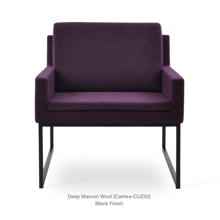 Nova Armchair Black by Soho Concept — front view, black metal sled base