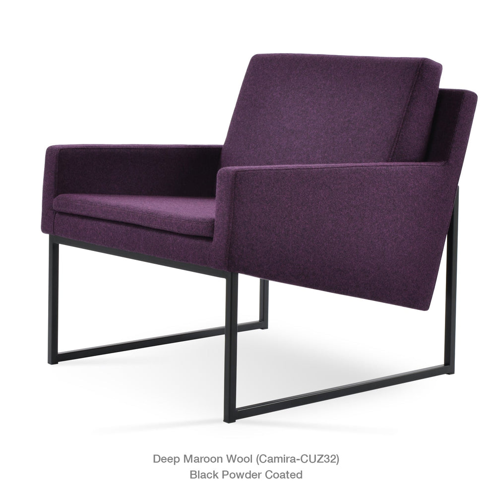 Nova Armchair Black by Soho Concept — angled view, black metal sled base