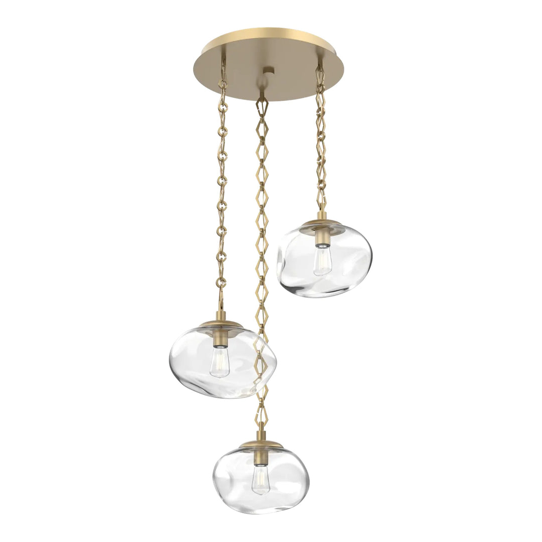 Nova Round Pendant Chandelier by Hammerton Studio in Gilded Brass on chain