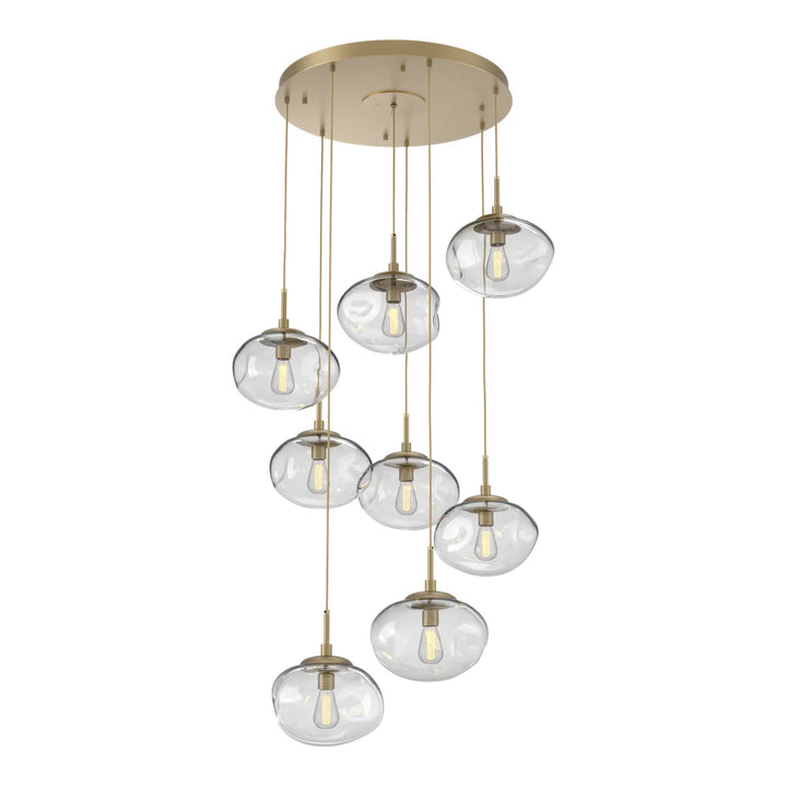 Nova Round Pendant Chandelier by Hammerton Studio in Gilded Brass