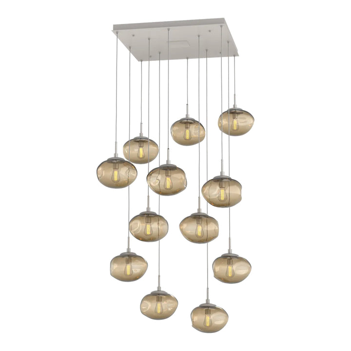 Nova Square Pendant Chandelier by Hammerton Studio in Beige Silver
