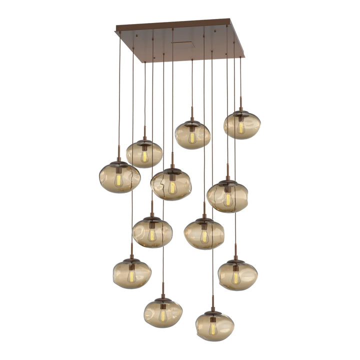 Nova Square Pendant Chandelier by Hammerton Studio in Burnished Bronze