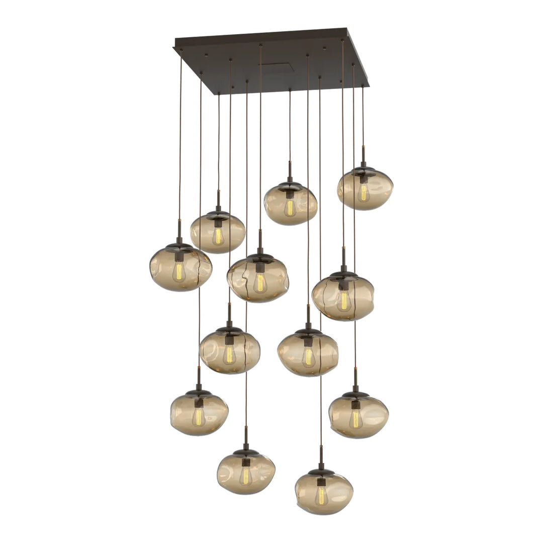 Nova Square Pendant Chandelier by Hammerton Studio in Flat Bronze