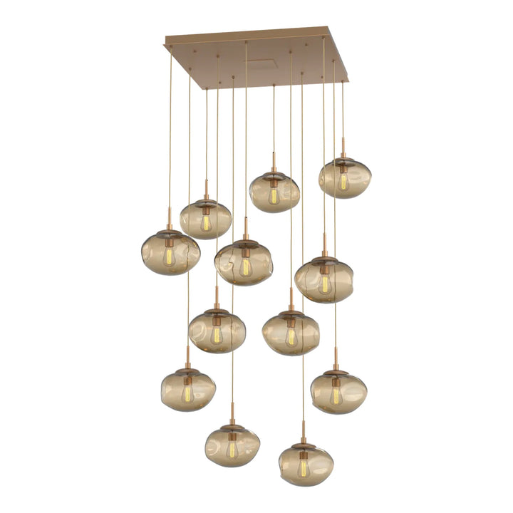 Nova Square Pendant Chandelier by Hammerton Studio in Novel Brass