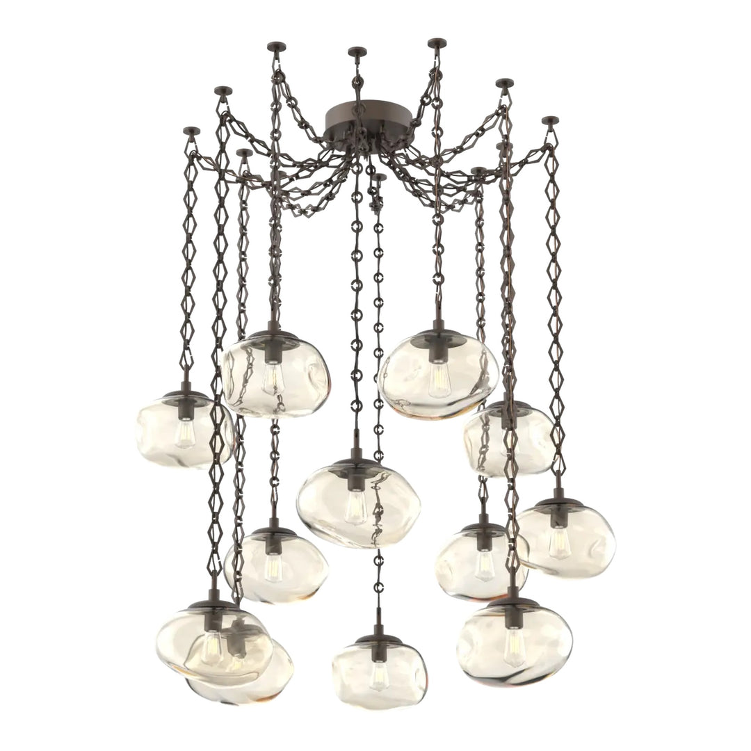 Nova Swag Chandelier by Hammerton Studio in Flat Bronze on chain