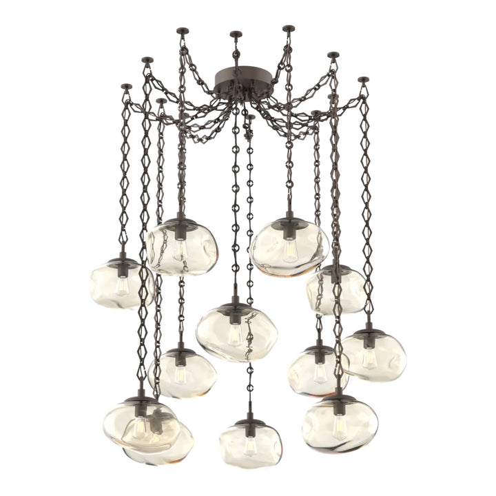 Nova Swag Chandelier by Hammerton Studio in Flat Bronze on chain