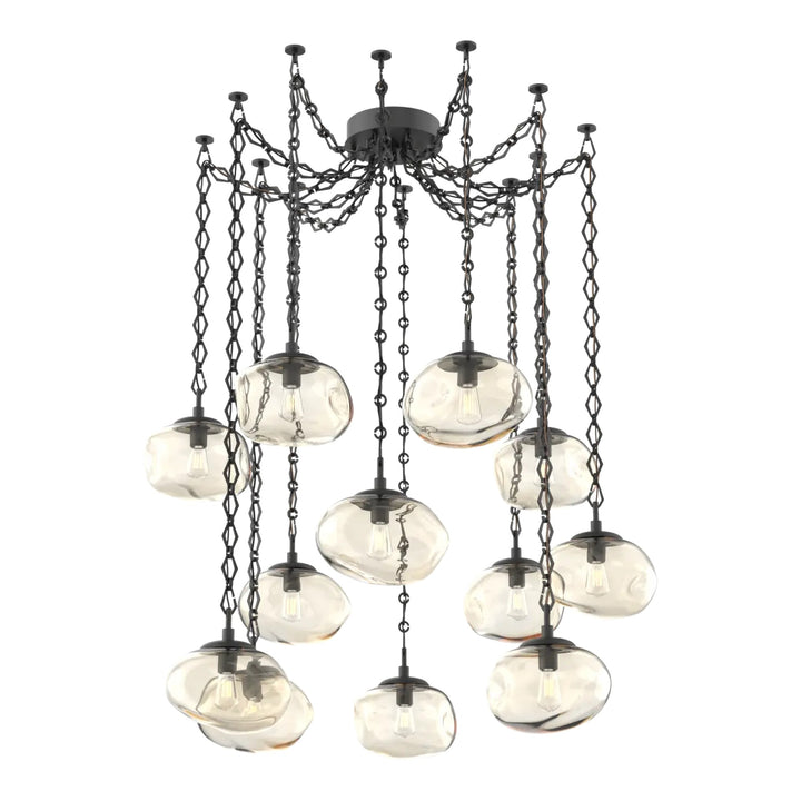 Nova Swag Chandelier by Hammerton Studio in Matte Black on chain