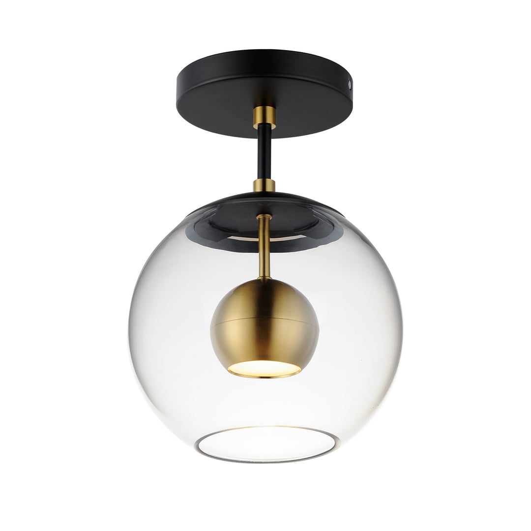 Nucleus LED Flush Mount by ET2 Lighting in Black / Natural Aged Brass, front view