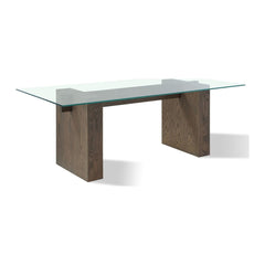 Oakland Glass Top Dining Table by Modus in Brunette — product view on a white background